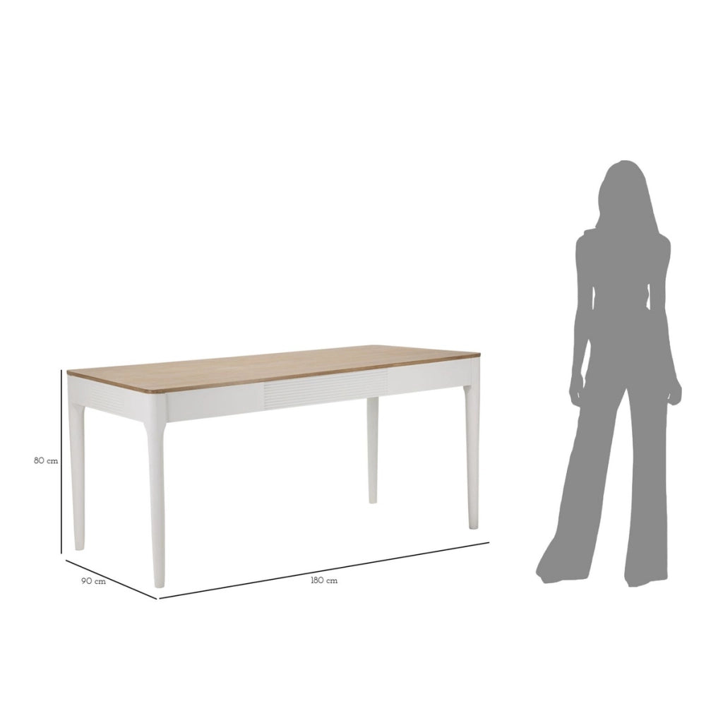 Tavolo VKH572, Bianco, Legno, 180x60x80 cm