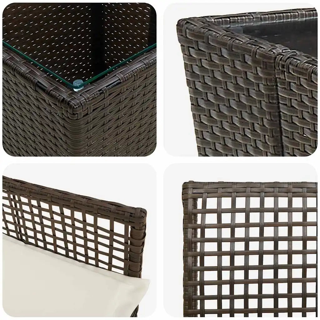 Set Bistro da Giardino 3 pcs Marrone polyrattan 3334956