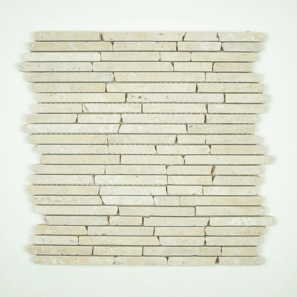 Mosaico in Travertino Bianco Avorio Invecchiato - Strisce