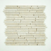 Mosaico in Travertino Bianco Avorio Invecchiato - Strisce