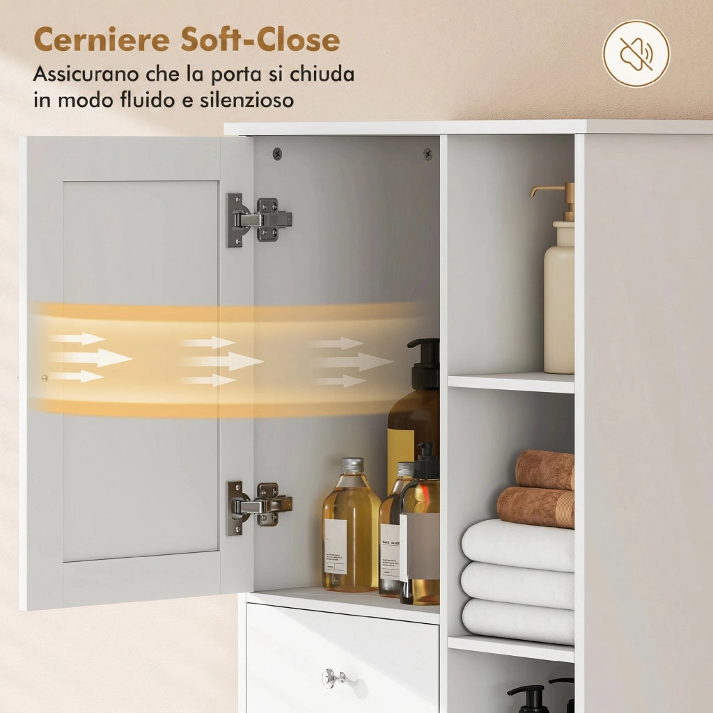 Armadietto da Bagno con Cesto e Cassetti ¨C Minimal ¨C Bianco