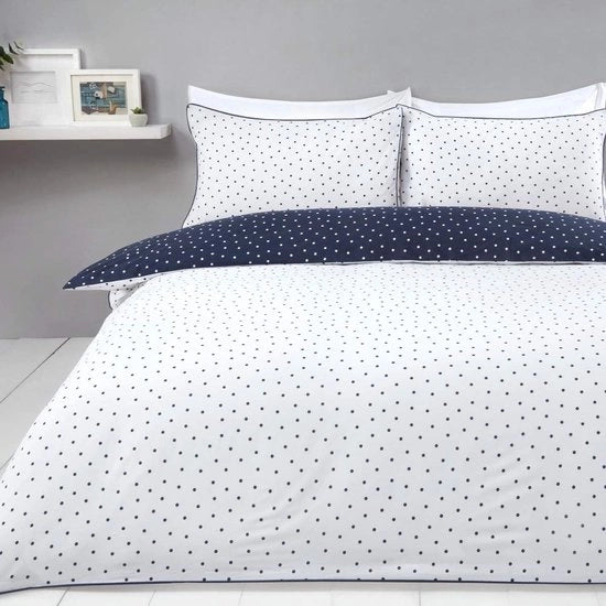 Dekbedovertrek mini reversibile con cuscini 200 x 200 cm, blu mare/bianco