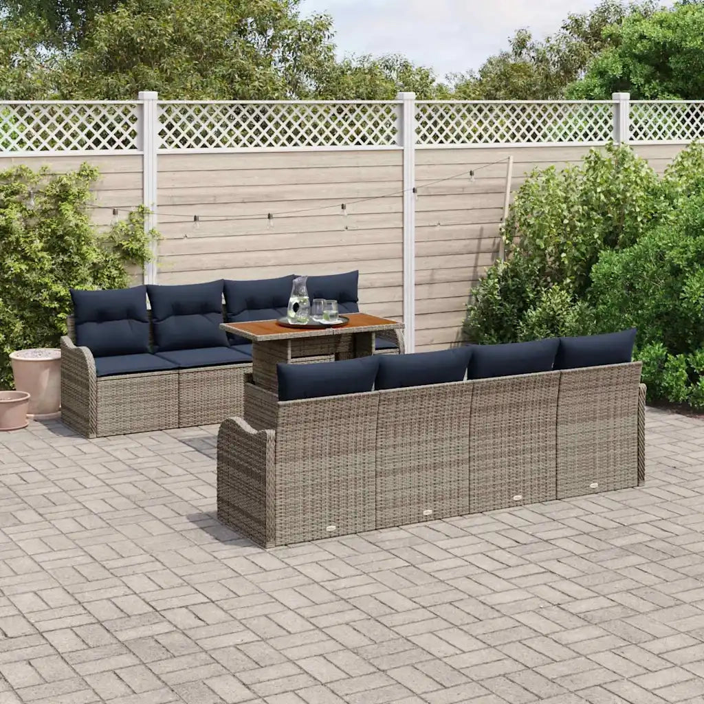 Set Divano da Giardino 7 pz grigio e blu navy 3349436