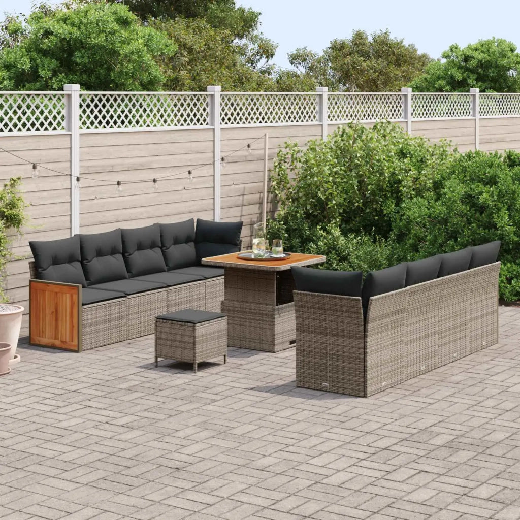 Set Divano da Giardino con cuscino 11 pcs Grigio 3363148