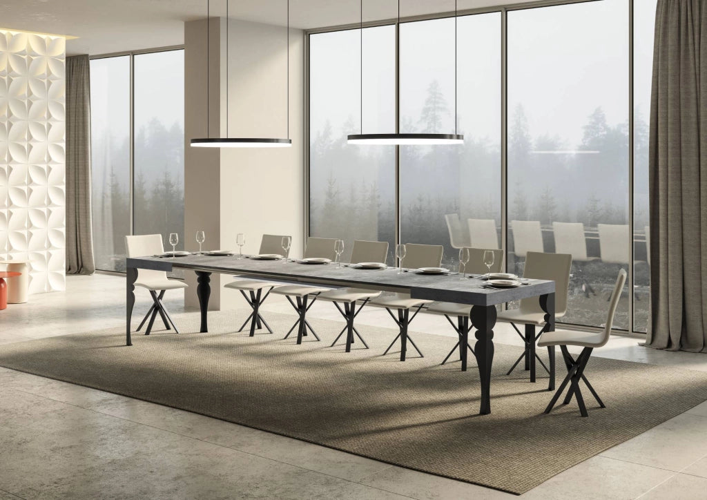 Tavolo allungabile 120/204x80 cm Paxon cashmere gambe antracite