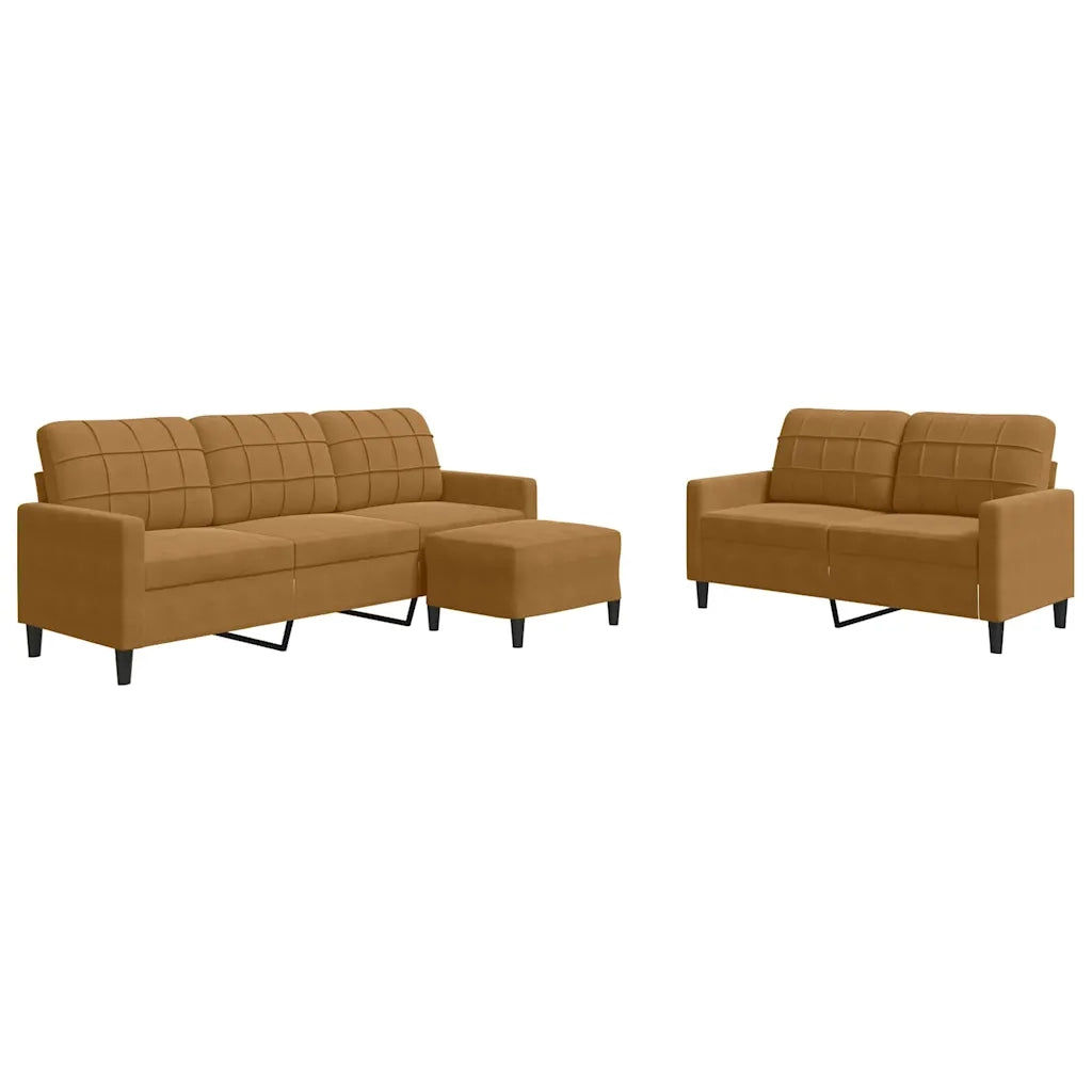 Set di Divani 3 pz con Cuscini Marrone in Velluto 3278408