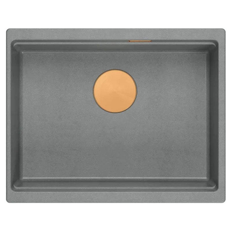 Lavello In Granito Logan 100 Grey Metallic Tappo rame spazzolato