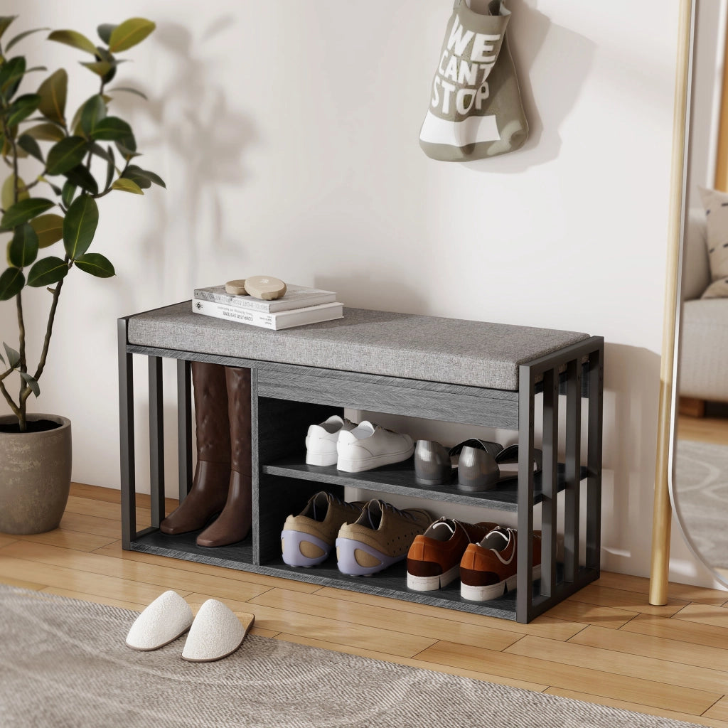 Scarpiera con panca e 3 ripiani ¨C zephmum ¨C grigio