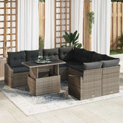 Set Divano da Giardino con cuscino 9 pcs Grigio polyrattan 3348975