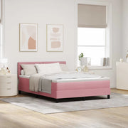 Letto a Sorgente LED con materasso Rosa 140 x 200 cm Velluto
