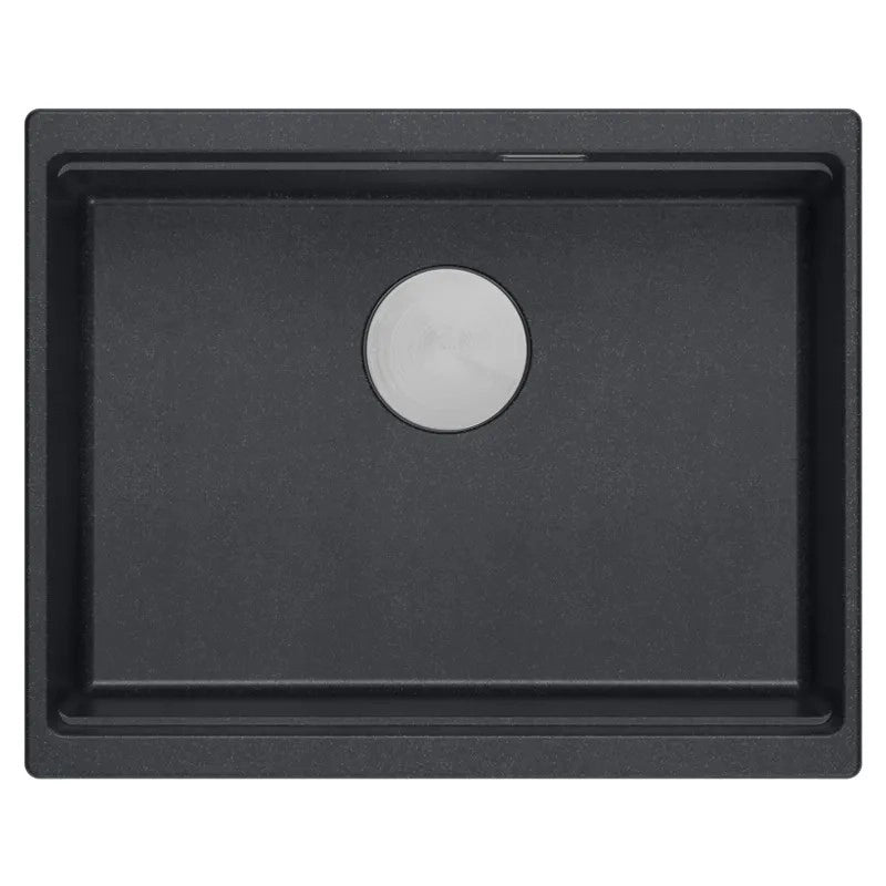 Lavello In Granito Logan 100 Black Metallic Tappo rame spazzolato