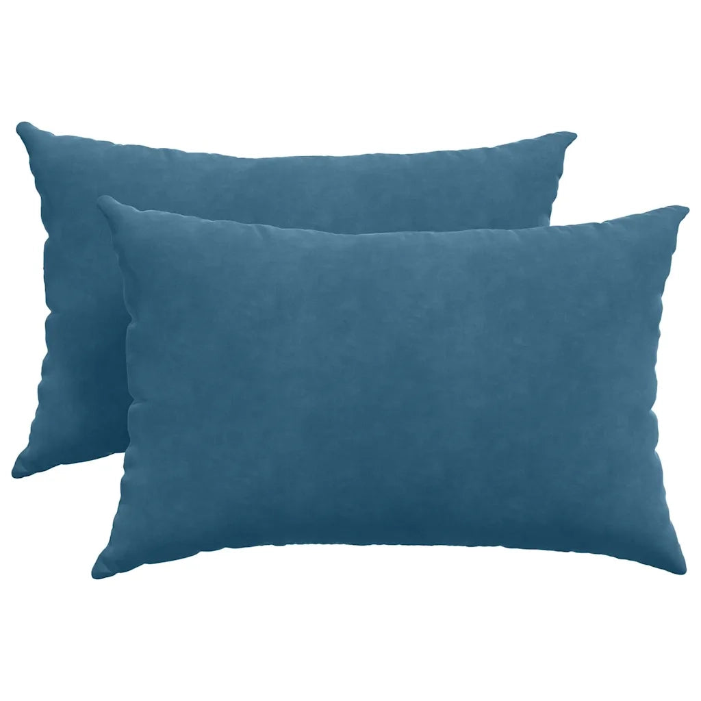 Cuscini da Divano 2 pz-Set di 2 Cuscini per Sofa Blu 60 x 40 cm Tessuto in Cords 854686