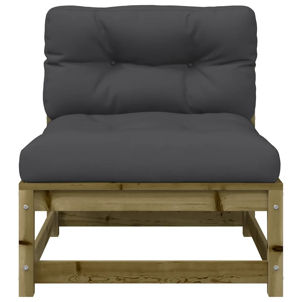 Divano da Giardino Senza Braccioli con Cuscini e Poggiapiedi-Sofa da Giardino-Divano da esterno 154575