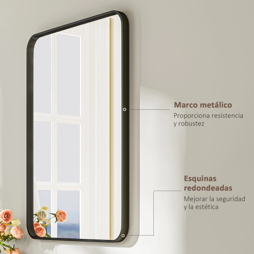 Specchio da Bagno con Cornice Metallo ¨C Minimal ¨C Nero 60x80 cm