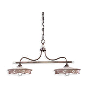 Lampadario Classico Alessandria Ferro E Ceramica Nero Sfumato Rame 2 Luci E27