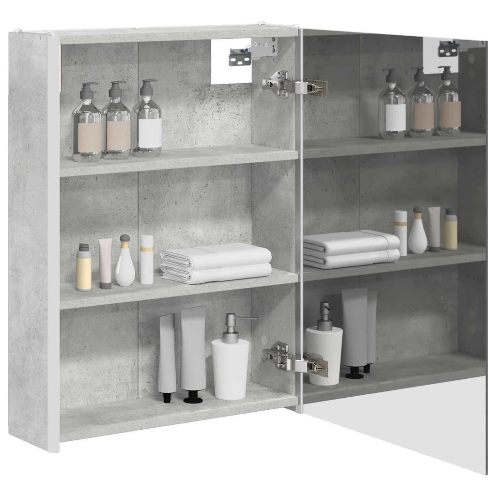 Mobiletto per specchio da bagno Grigio cemento 889234