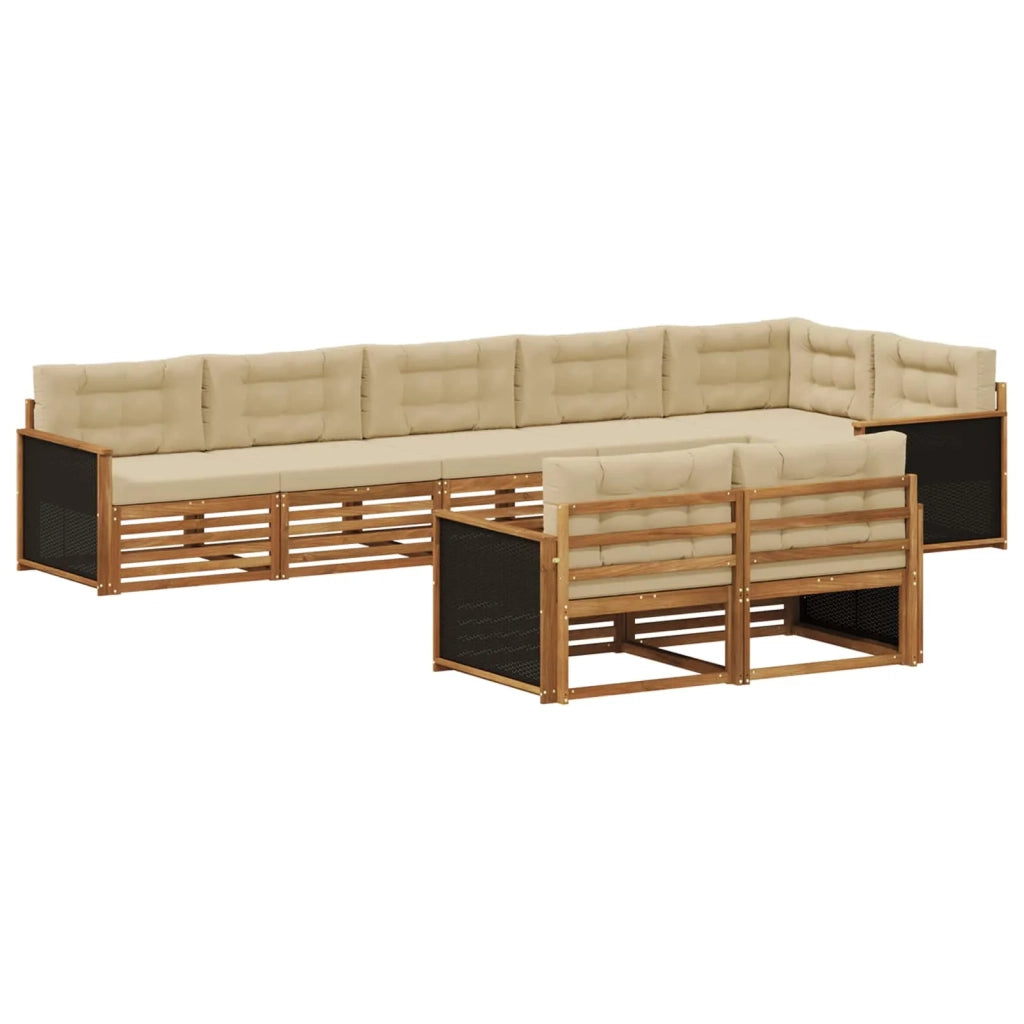 Set di divani da esterno con cuscino 8 pcs Naturale e Beige 3383496