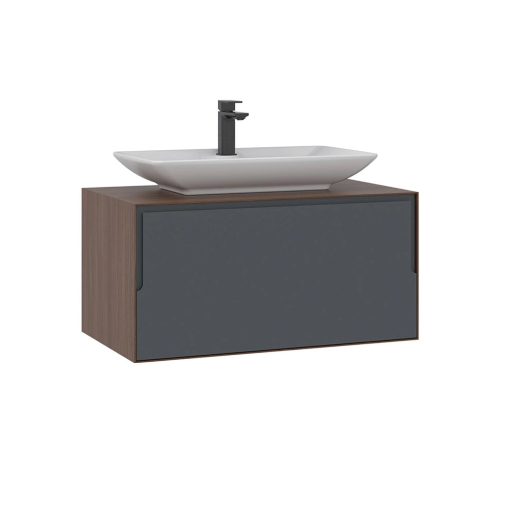 Mobile lavabo "Craft 80" - 80 x 50 x 40 cm - Noce / Antracite