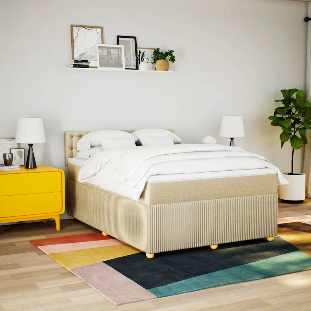 Giroletto a Molle con Materasso Crema 140x200 cm in Tessuto