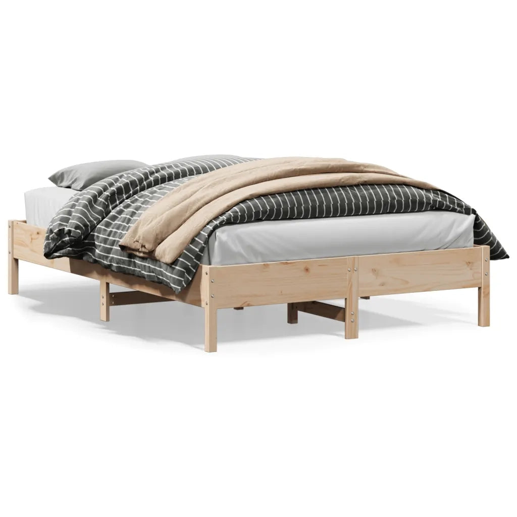 Letto senza Materasso-Struttura Letto 150x200 cm in Legno Massello di Pino 101036