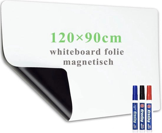 Folie da Whiteboard 90x60 cm – Magnetica e Autoadesiva – Sticker da Whiteboard con Penna e Spugna – Per Muro, Ufficio e Scuola