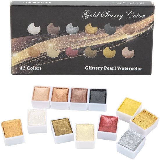 Set di acquarello a guazzo 12 colori - pigmenti aquarelli - alta pigmentazione - facile da utilizzare - adatto per principianti - bell'imbottitura - acquerello a guazzo