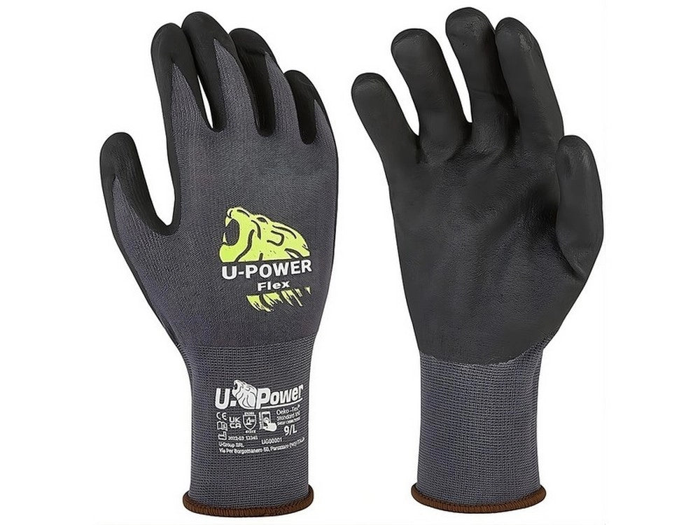 12paia guanti da lavoro flex in nylon/nitrile col. grigio/nero tg. 10 cod:ferx.vit54877