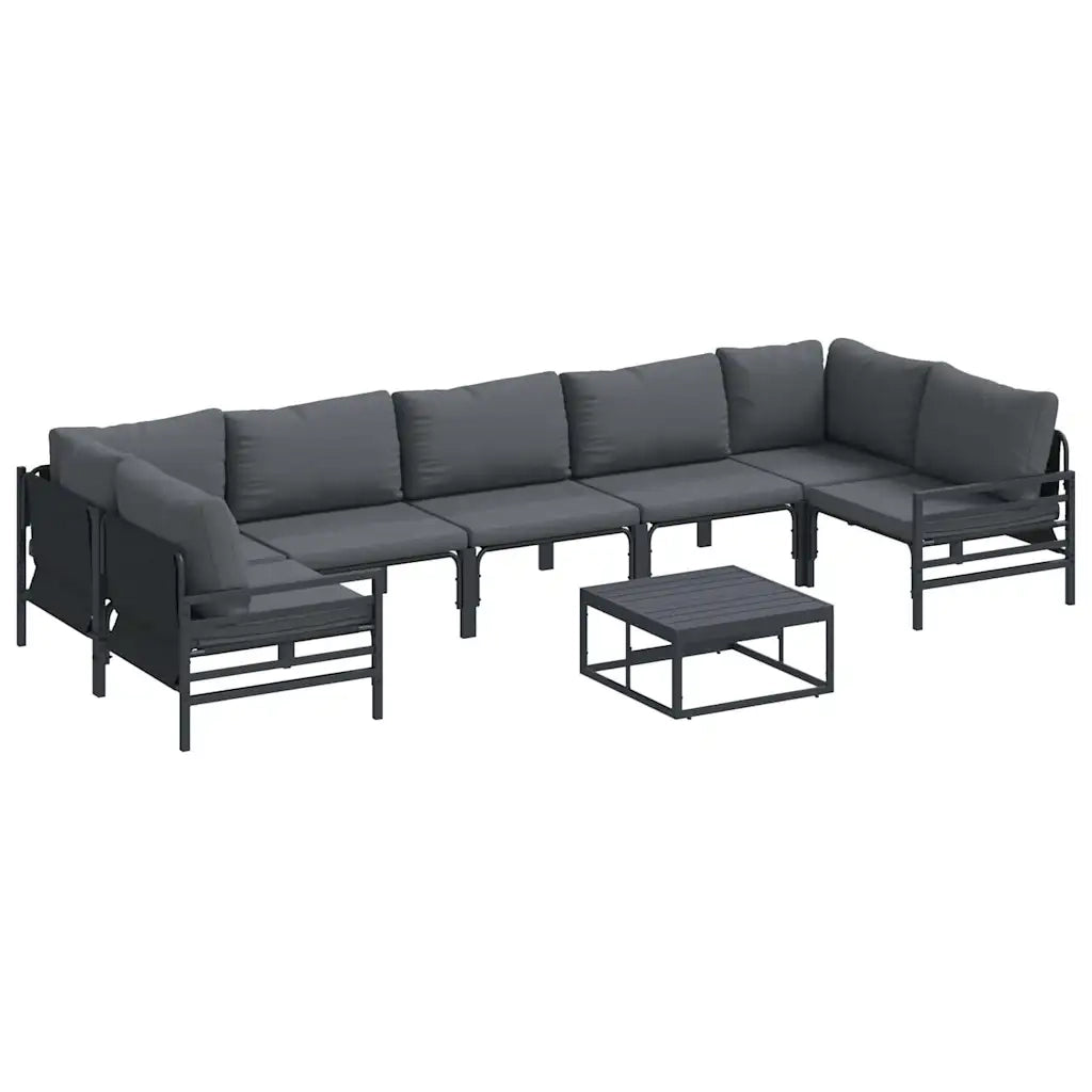 Set Divano da Giardino con cuscino 8 pcs Nero Acciaio