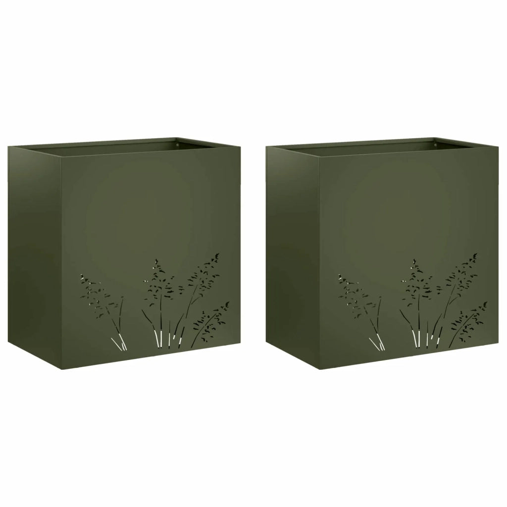 Vaso da giardino 2 pz Verde Oliva 50 x 30 x 49 cm 8005813
