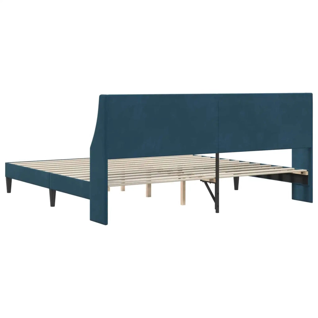 Struttura del letto con testiera-Giroletto Blu 200 x 200 cm Velluto 974803
