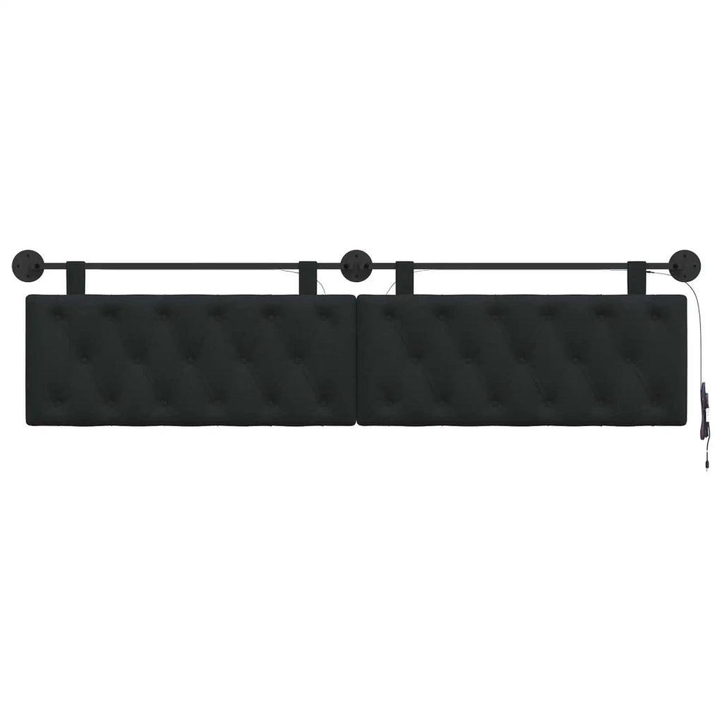 Testiera sospesa Con luce LED Nero Tessuto 3424711