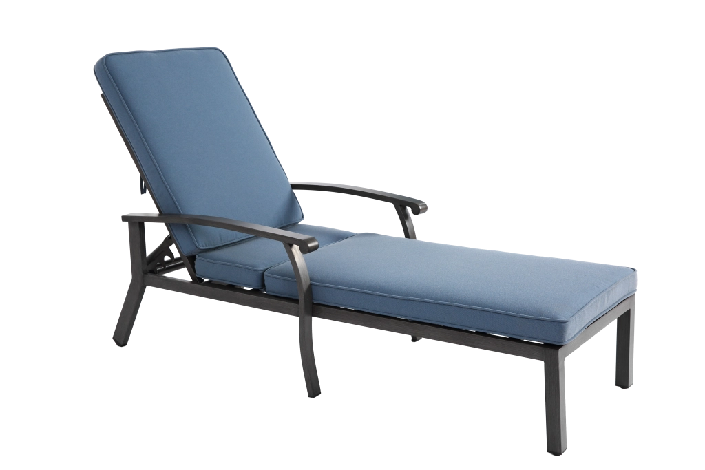 Chaise Longue da Esterno ¨C MINIMAL ¨C Alluminio, Cuscino Blu, Reclinabile