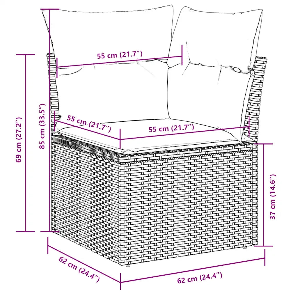 Set Divano da Giardino 8pz con Cuscini Grigio Chiaro Polyrattan 3220421
