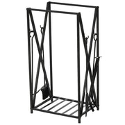 EasyComfort Portalegna da Interno ed Esterno in Acciaio con 4 Attrezzi Inclusi, Capacità 100kg 46x30x76cm Nero