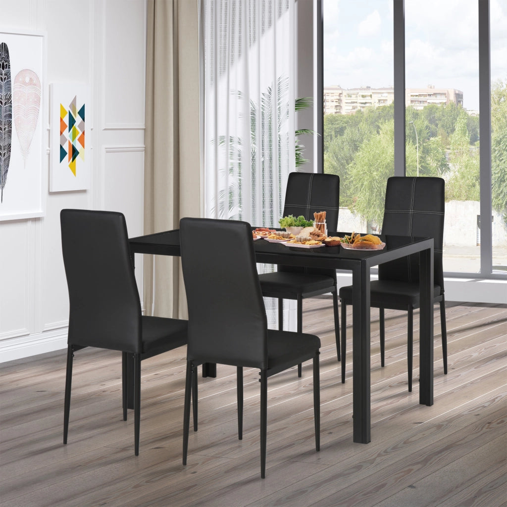 Set 5 Pezzi con Tavolo e Sedie da Pranzo ¨C zephmum ¨C Nero