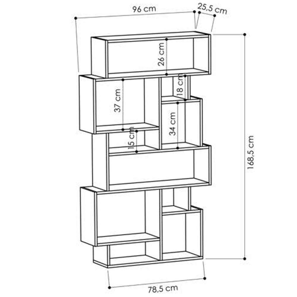 Libreria Moderna 168x96x25 cm Scaffale 8 Ripiani in MDF Bianco