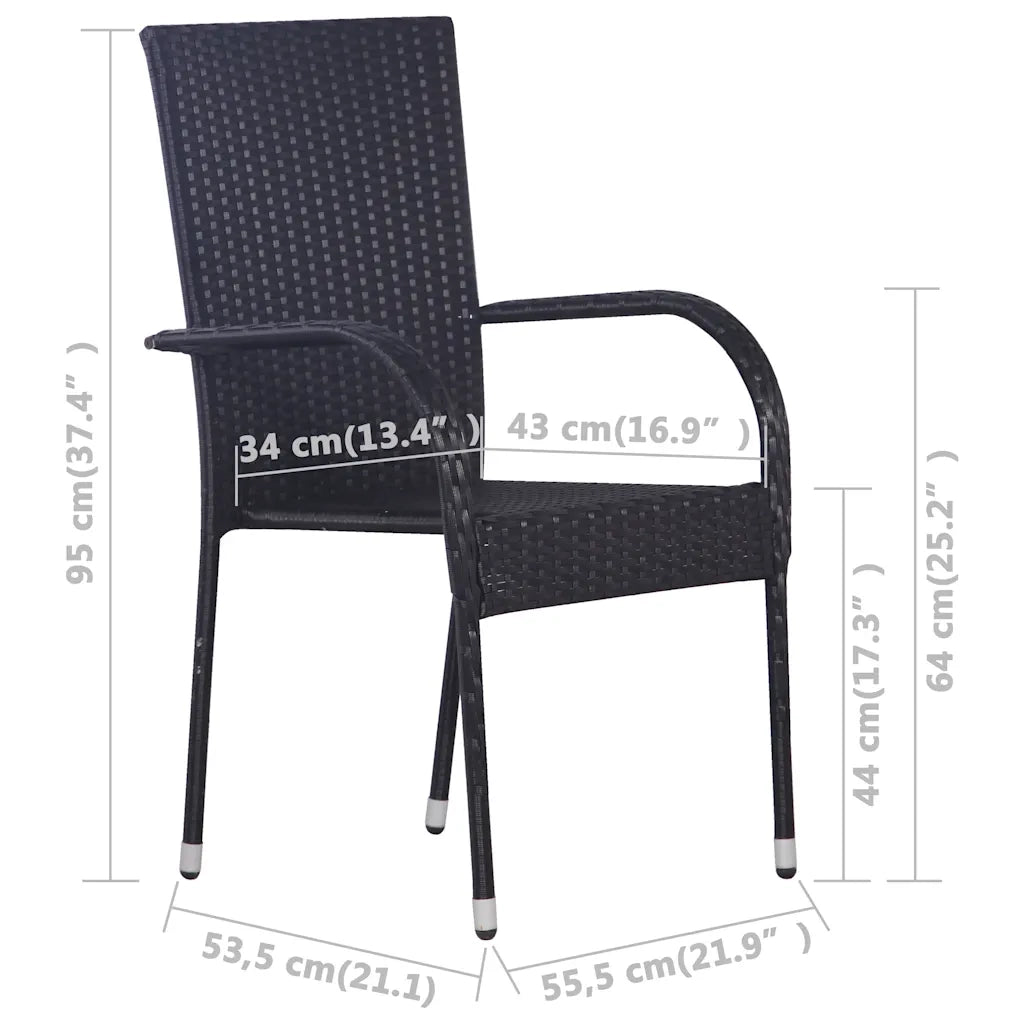 Set Mobili da Pranzo per Giardino 7 pz Nero 3067878