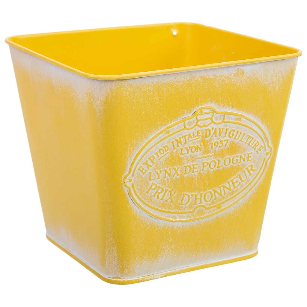 Cestino giallo in metallo 14,5x13x10,5