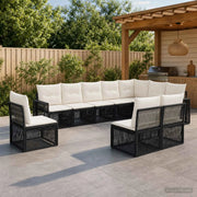 Set Divano da Giardino 10 pz Nero e Bianco Crema polyrattan 3435151