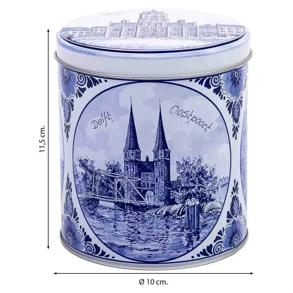 Contenitore in metallo blu e bianco D10x11,5h cm