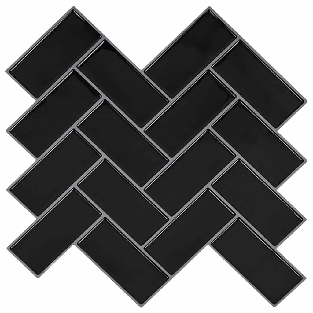 Piastrella a Spina di Pesce 10 pcs Nero 30 x 30 cm 42046187