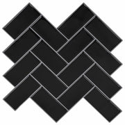 Piastrella a Spina di Pesce 10 pcs Nero 30 x 30 cm 42046187