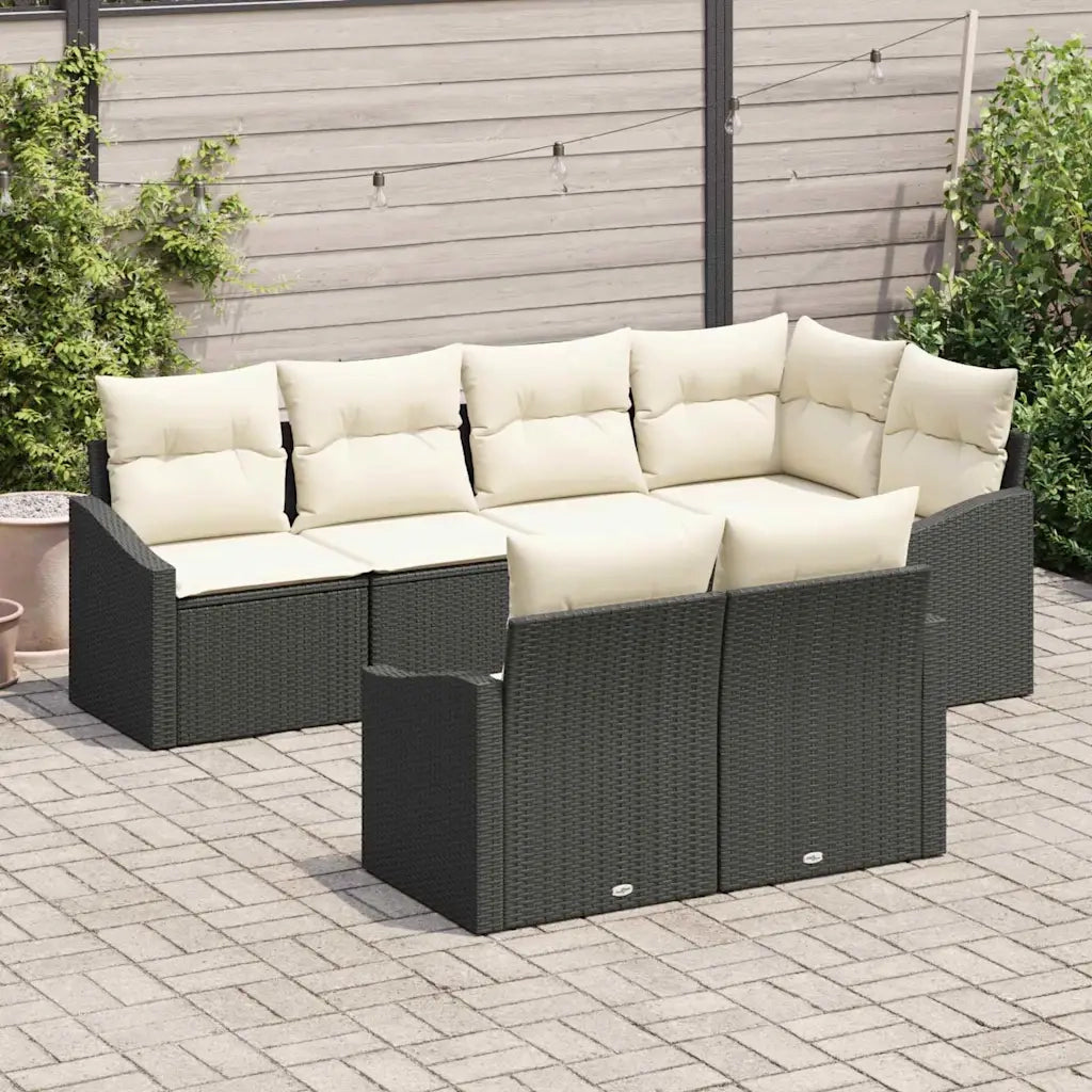 Set di divani con cuscino 7 pcs Nero polyrattan 3346757