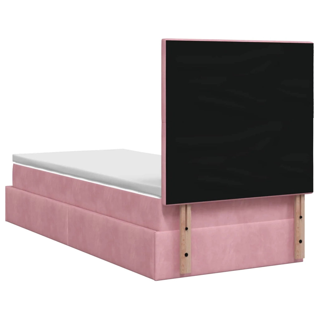 Letto Ottomano con Materasso e LED Rosa 90 x 200 cm Velluto 3458282