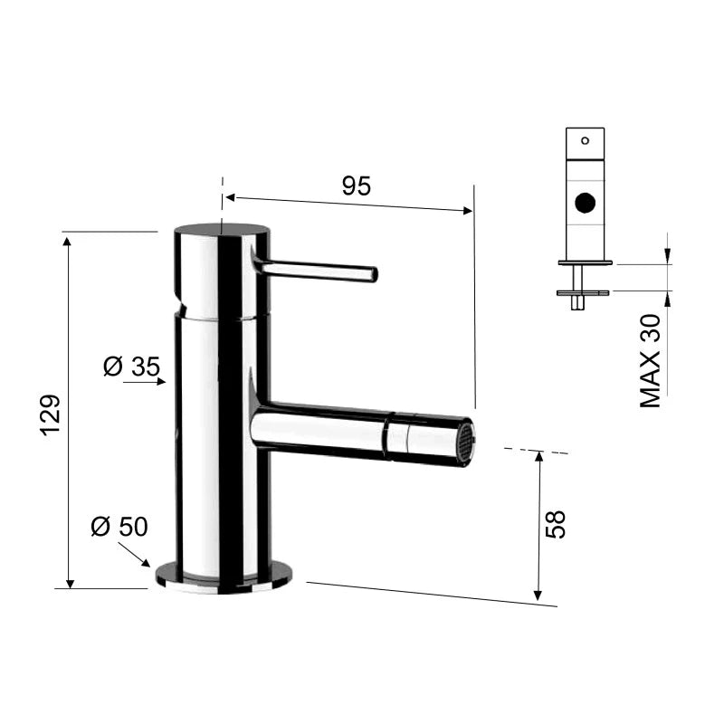 Miscelatore bidet nero opaco serie X Style