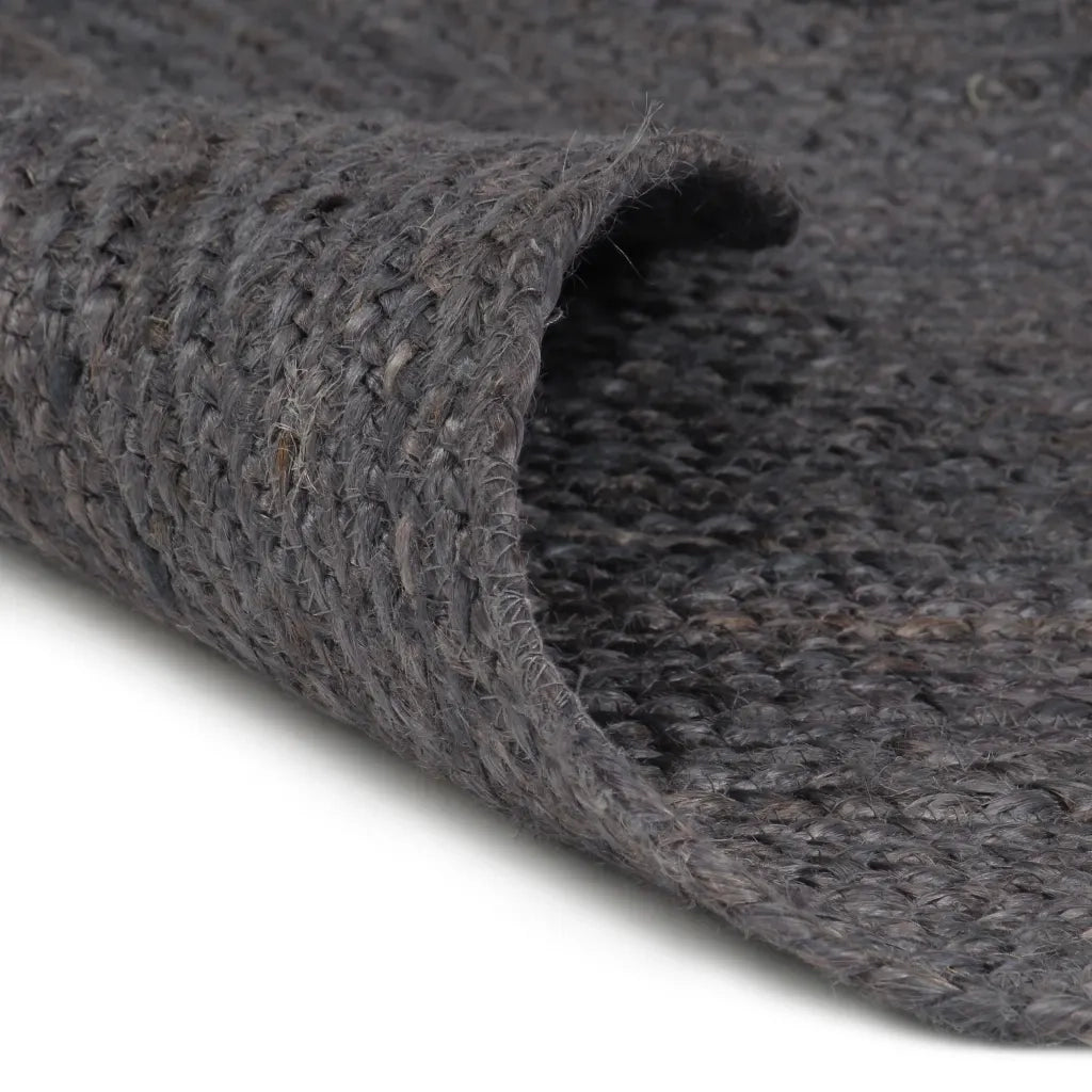 Tappeto del soggiorno | Tappeto Lavorato a Mano in Juta Rotondo 90 cm Grigio Scuro