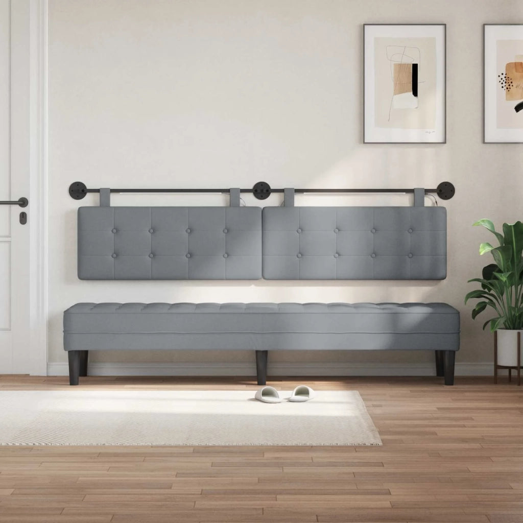 Testiera | Testata sospesa Con luce LED Grigio Chiaro Tessuto