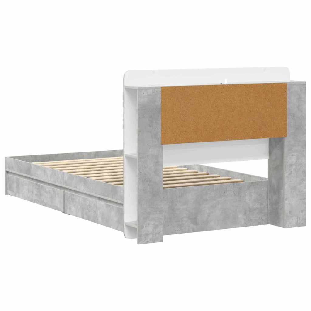 Telaio del letto con storage Grigio Cemento 100 x 200 cm