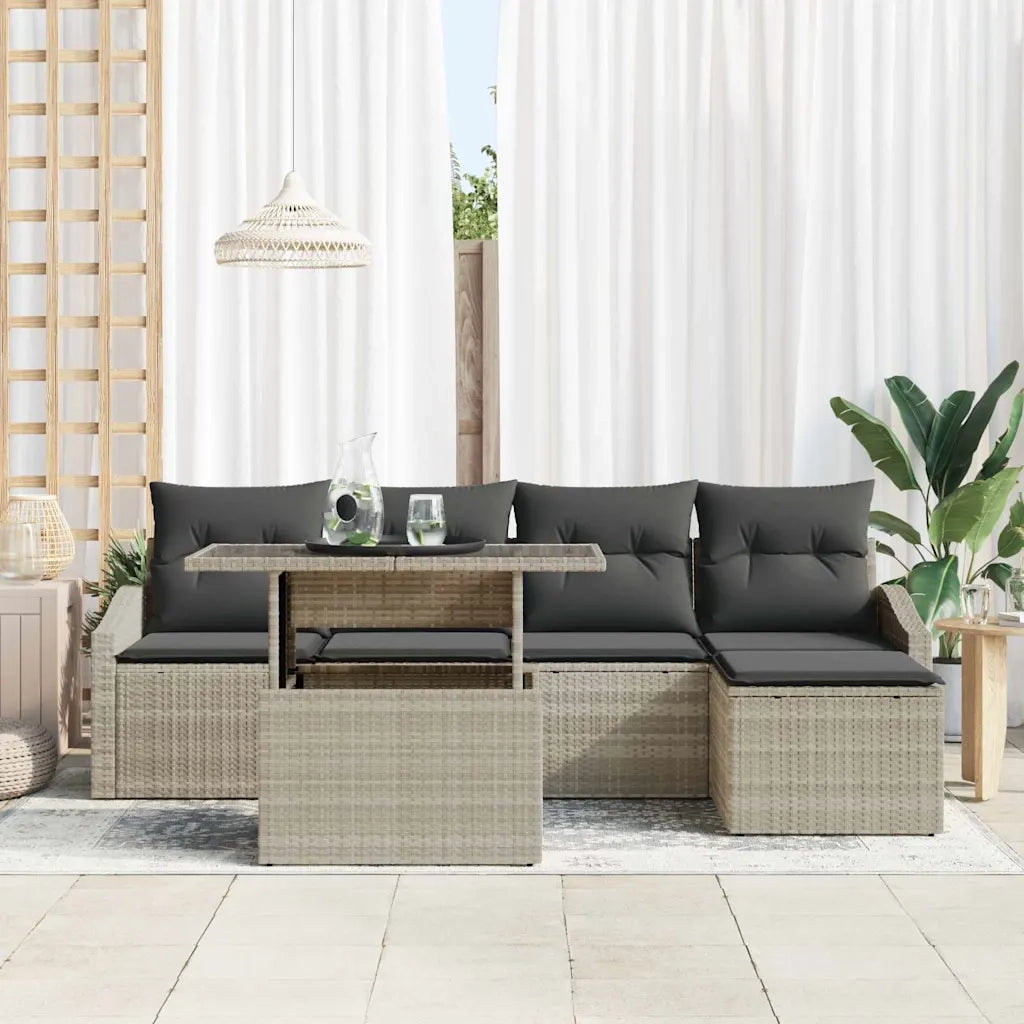 Set Divano da Giardino con cuscino 6 pcs Grigio chiaro 3348988