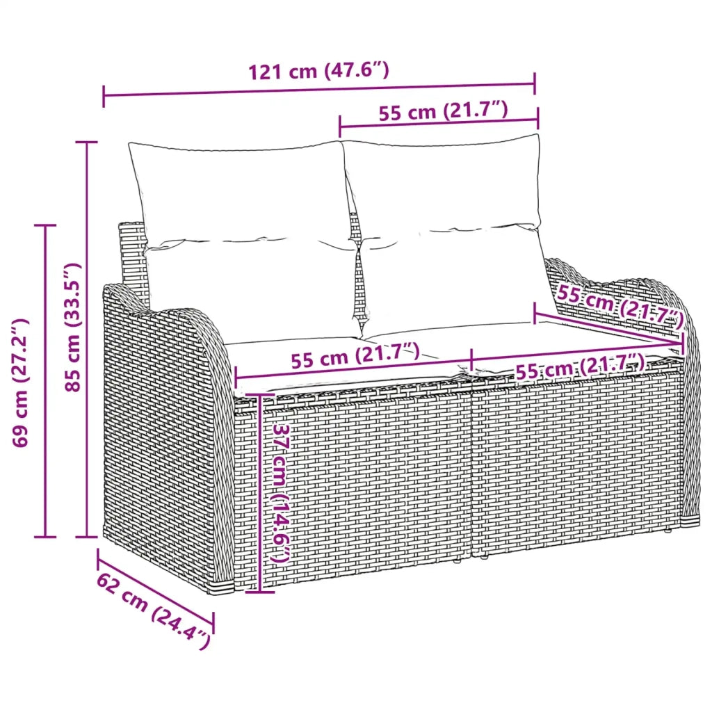 Set Divano da Giardino Grigio polyrattan 3345665